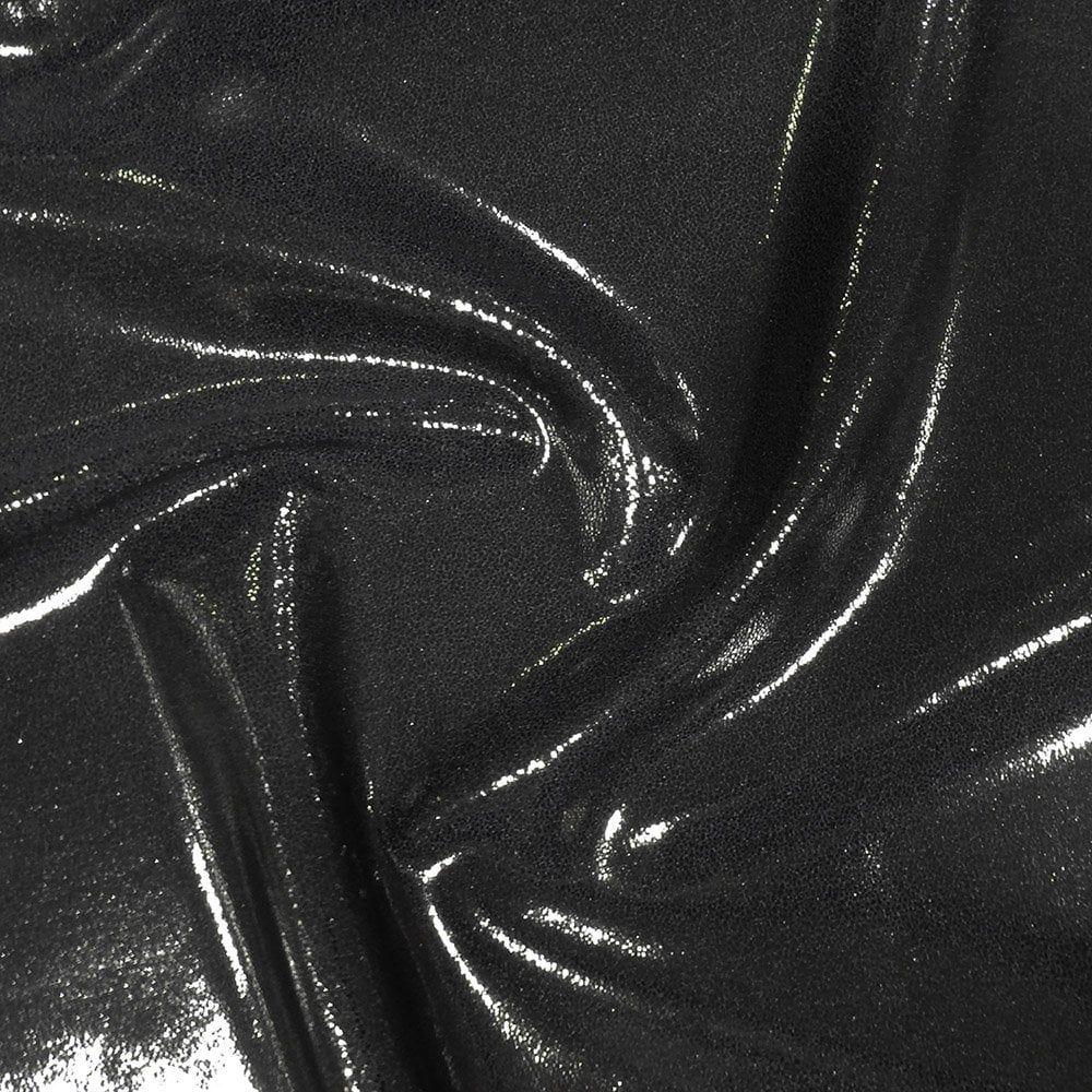 Black Metallic Glaze On Black Shiny Nylon Stretch Lycra