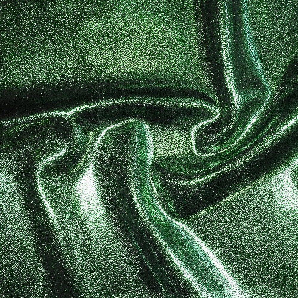 Green Glaze Foil On Black Shiny Nylon Stretch Lycra