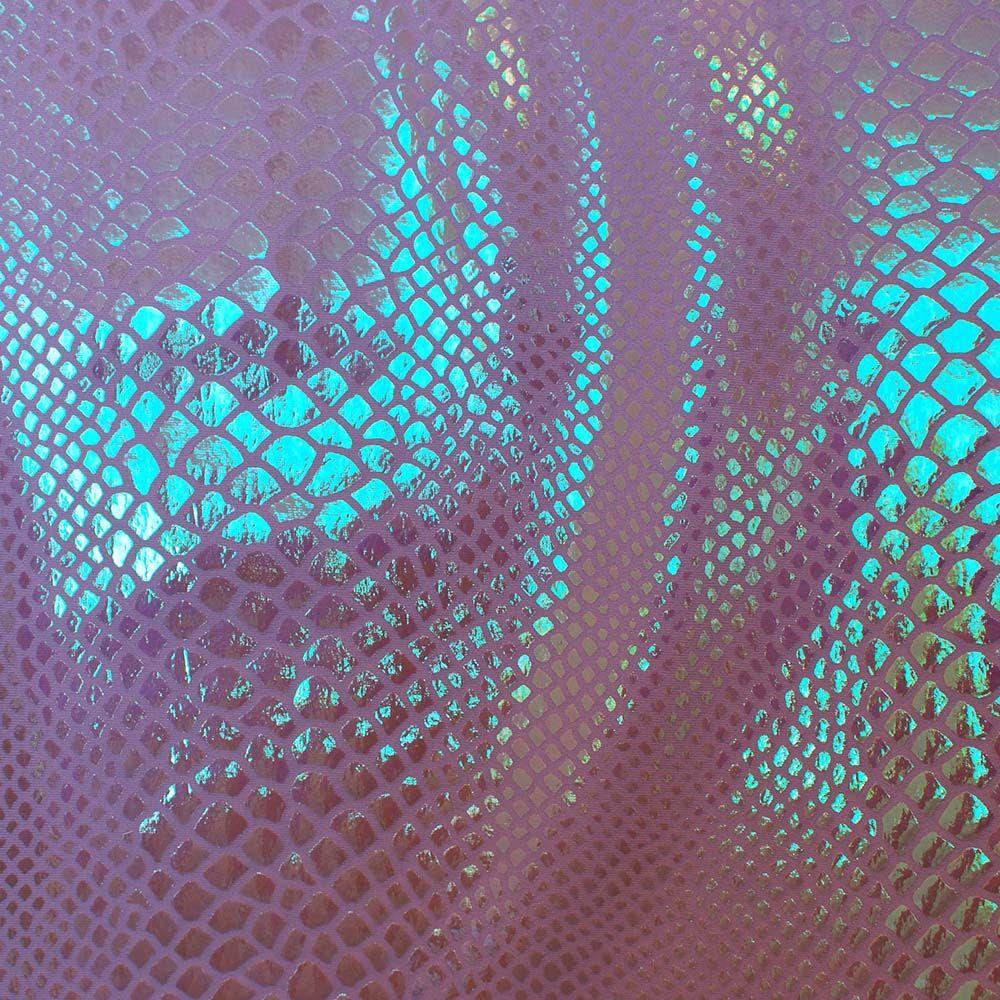 Pearl Lazer Snake Foil On Lilac Matt Nylon Stretch Lycra