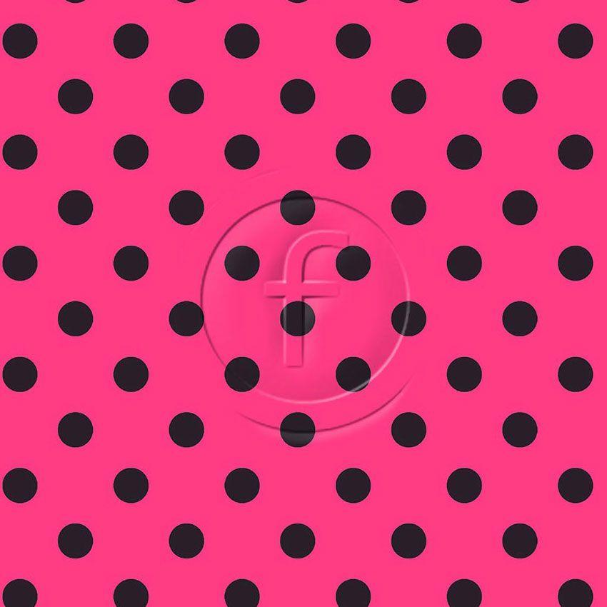 Polka Dot 20Mm Black Flo Pink - Printed Fabric