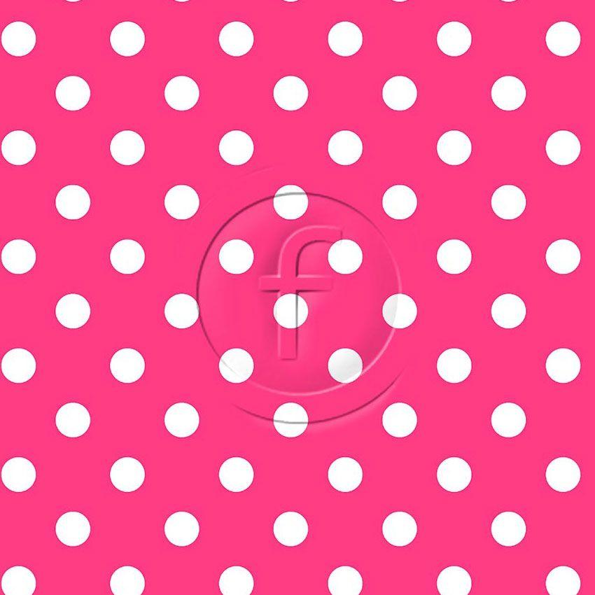 Polka Dot 20Mm White Flo Pink - Printed Fabric
