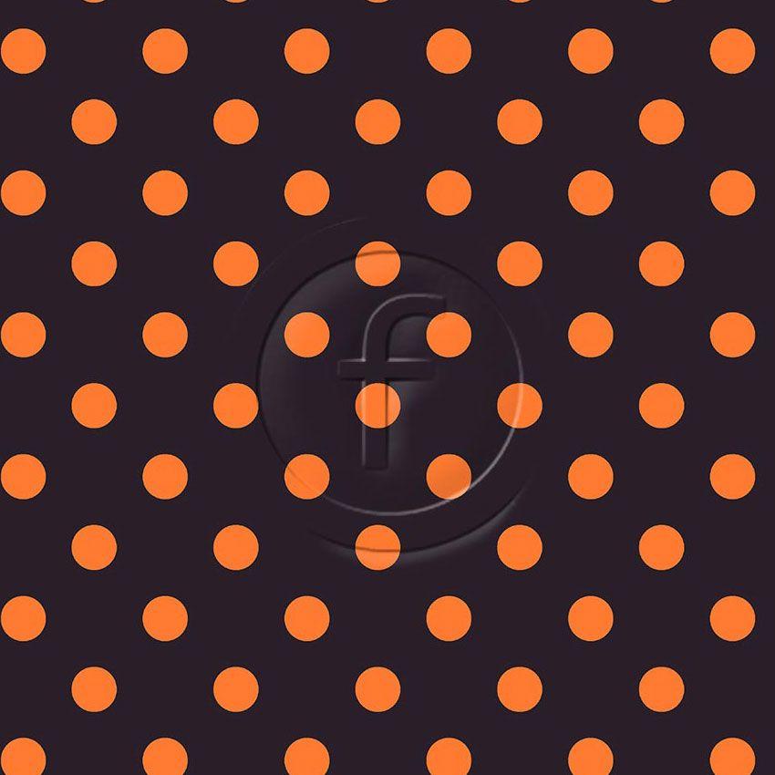 Polka Dot 20Mm Flo Orange Black - Printed Fabric