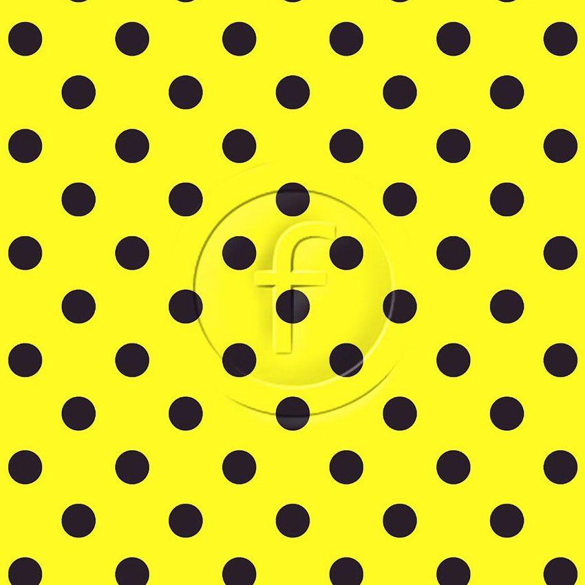 Polka Dot 20Mm Black On Flo Yellow - Printed Fabric