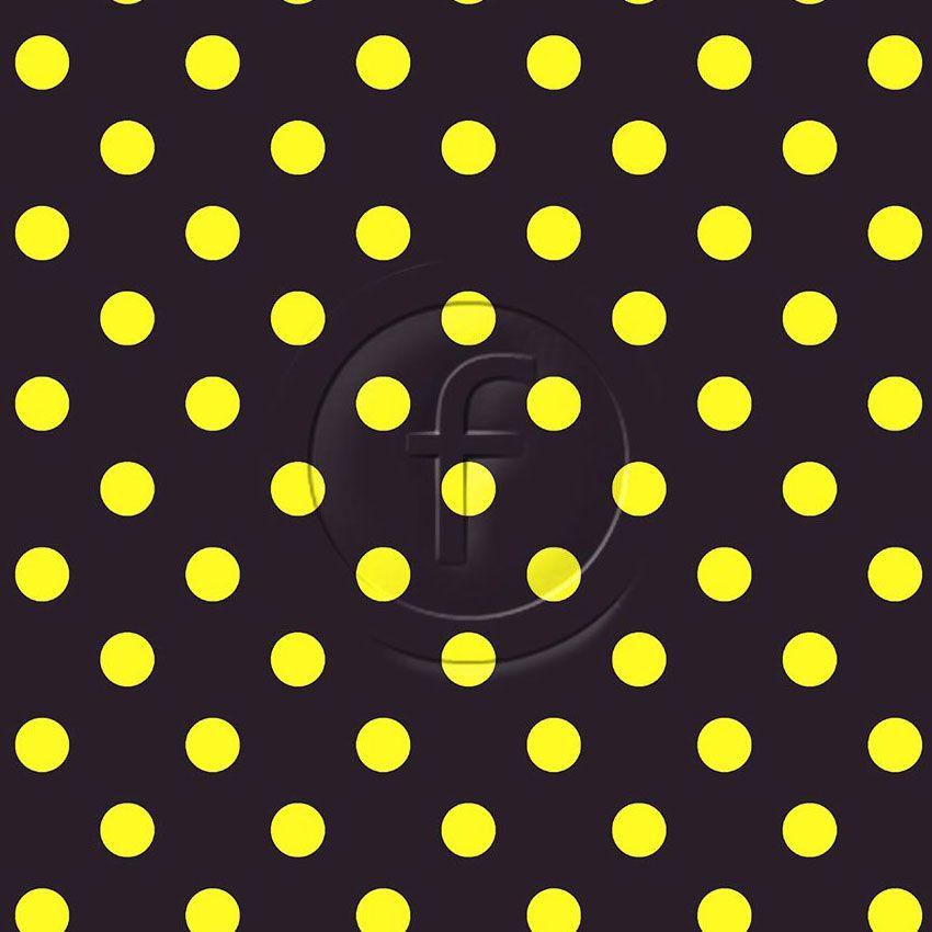 Polka Dot 20Mm Flo Yellow Black - Printed Fabric