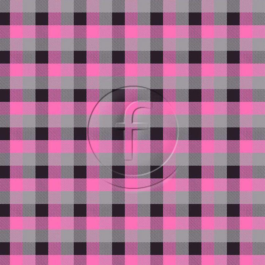 Gingham Twill Flo Pink - Printed Fabric
