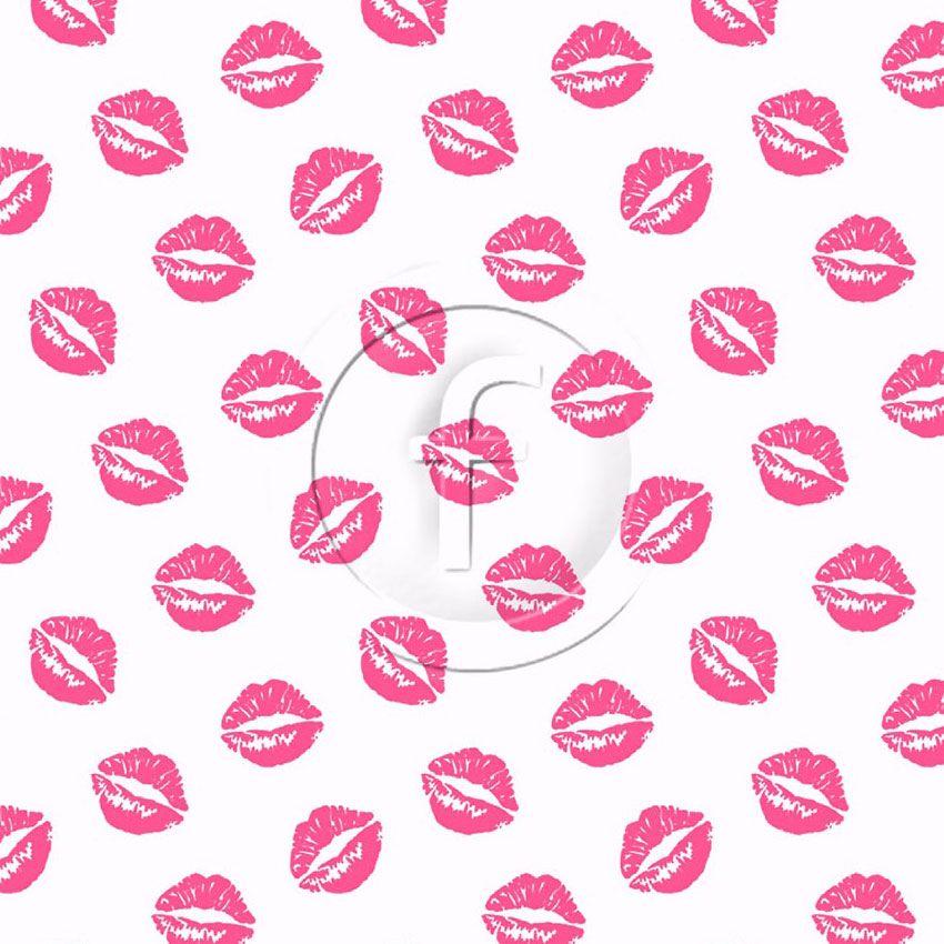 Pink Lips White - Printed Fabric
