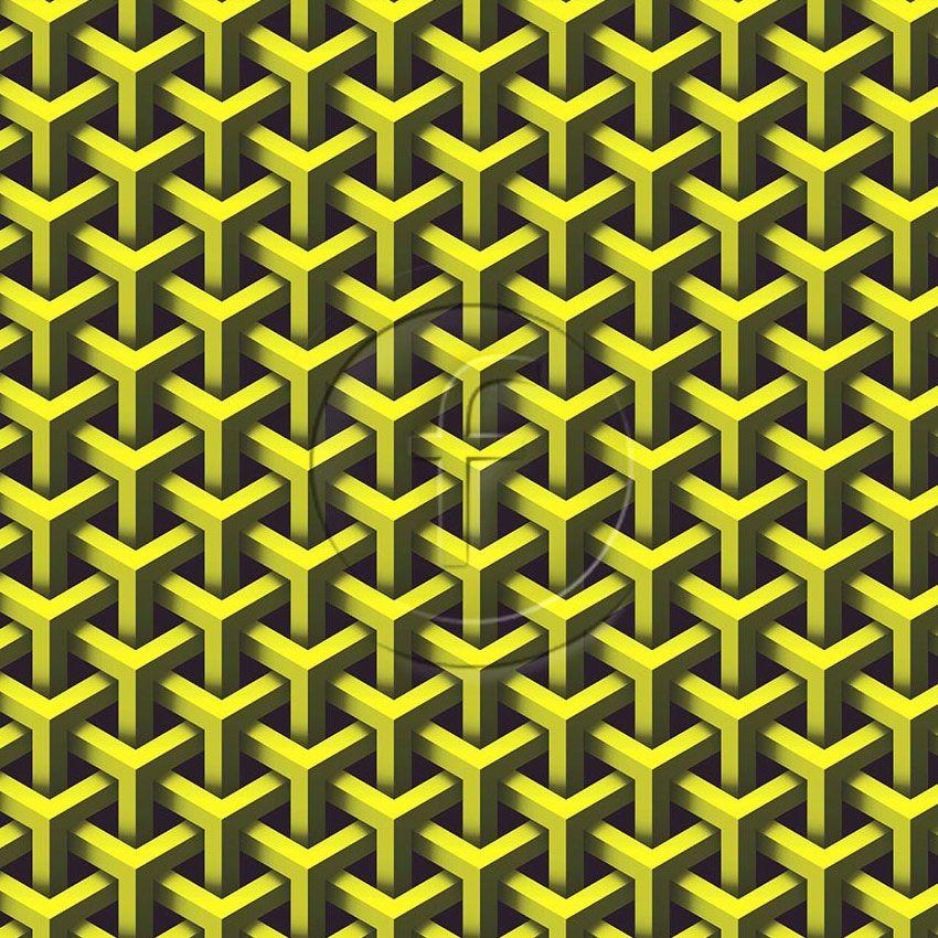 3D Geo Yellow Black - Printed Fabric
