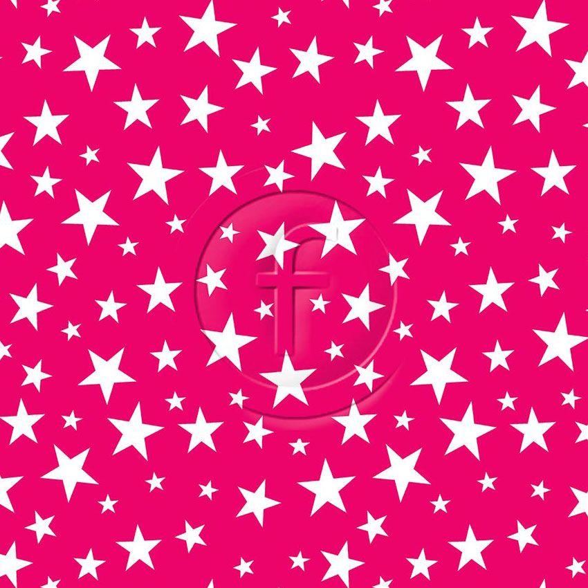 Stars White On Hot Pink - Printed Fabric