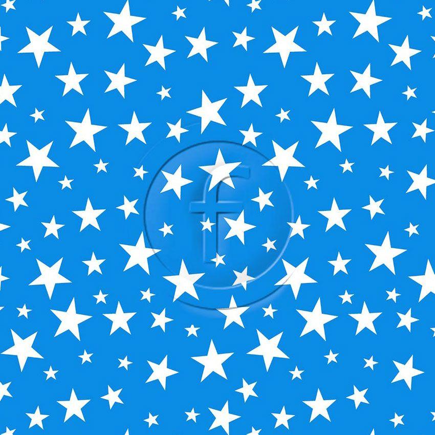 Star White On Blue - Printed Fabric