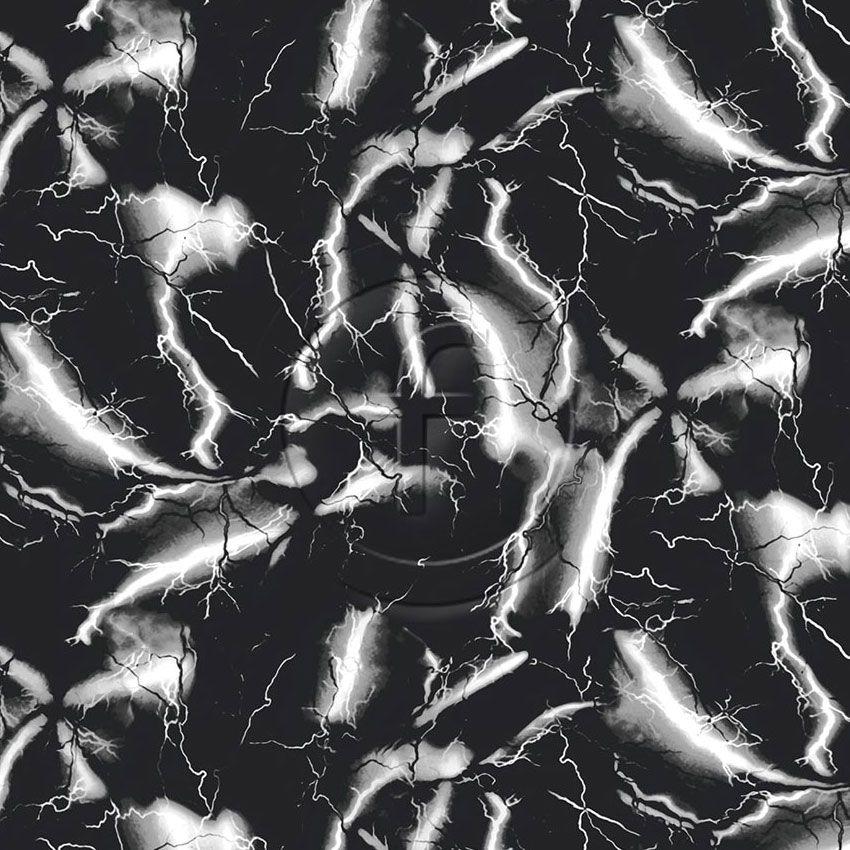 Lightning Two Greyscale - Printed Fabric