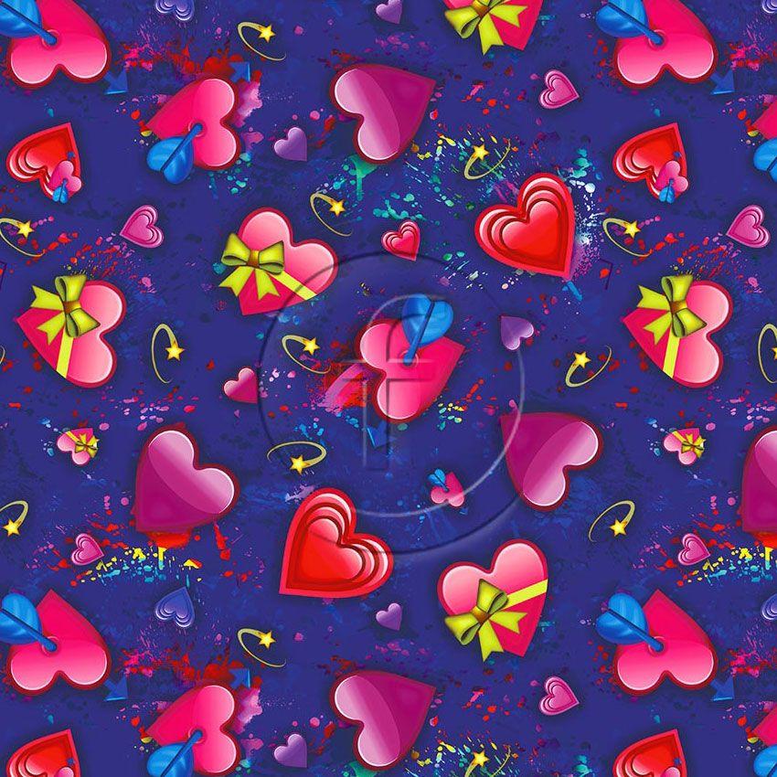 Emoji Hearts Blue - Printed Fabric