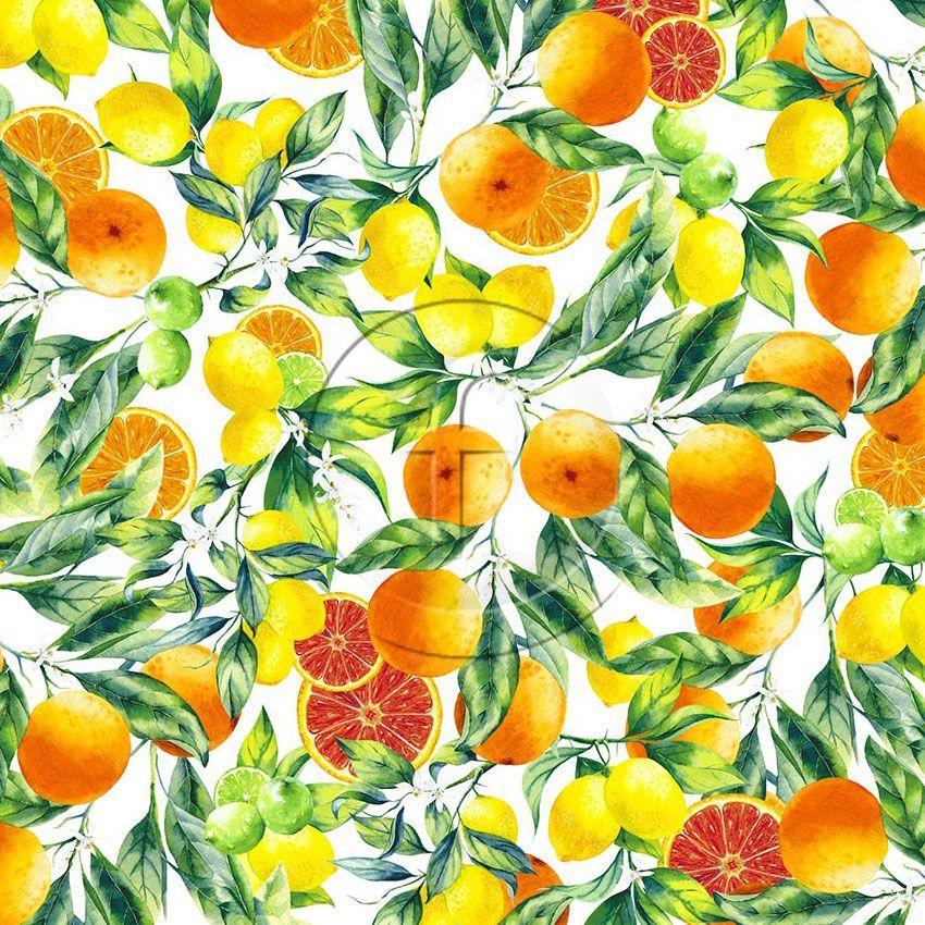 Oranges & Lemons White - Printed Fabric