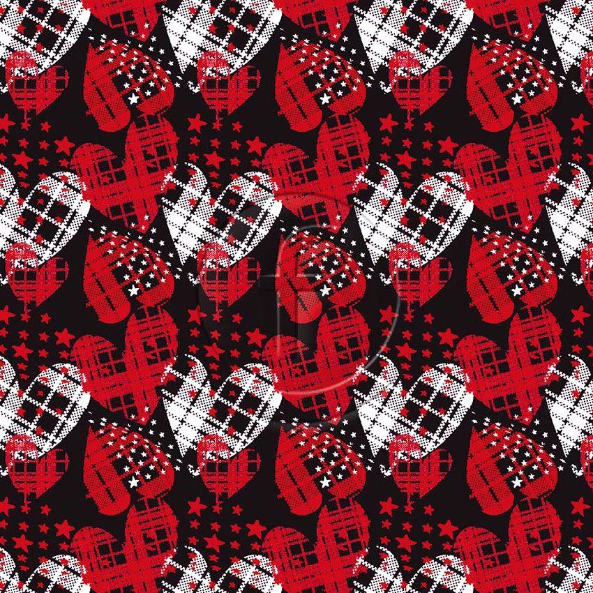 Checkered Hearts Red - Printed Fabric