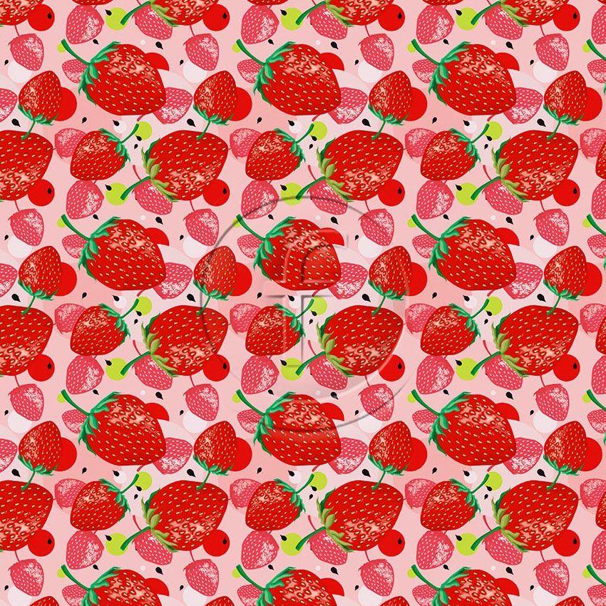 Strawberries Red Pink - Printed Fabric