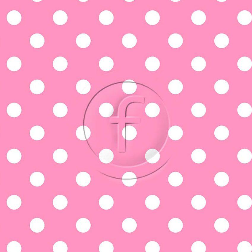 Polka Dot White On Barbie Pink - Printed Fabric