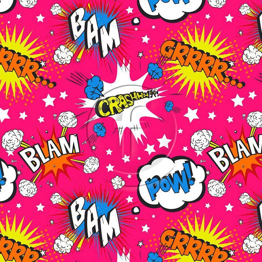 Comic Bubble Pink - Printed Fabric
