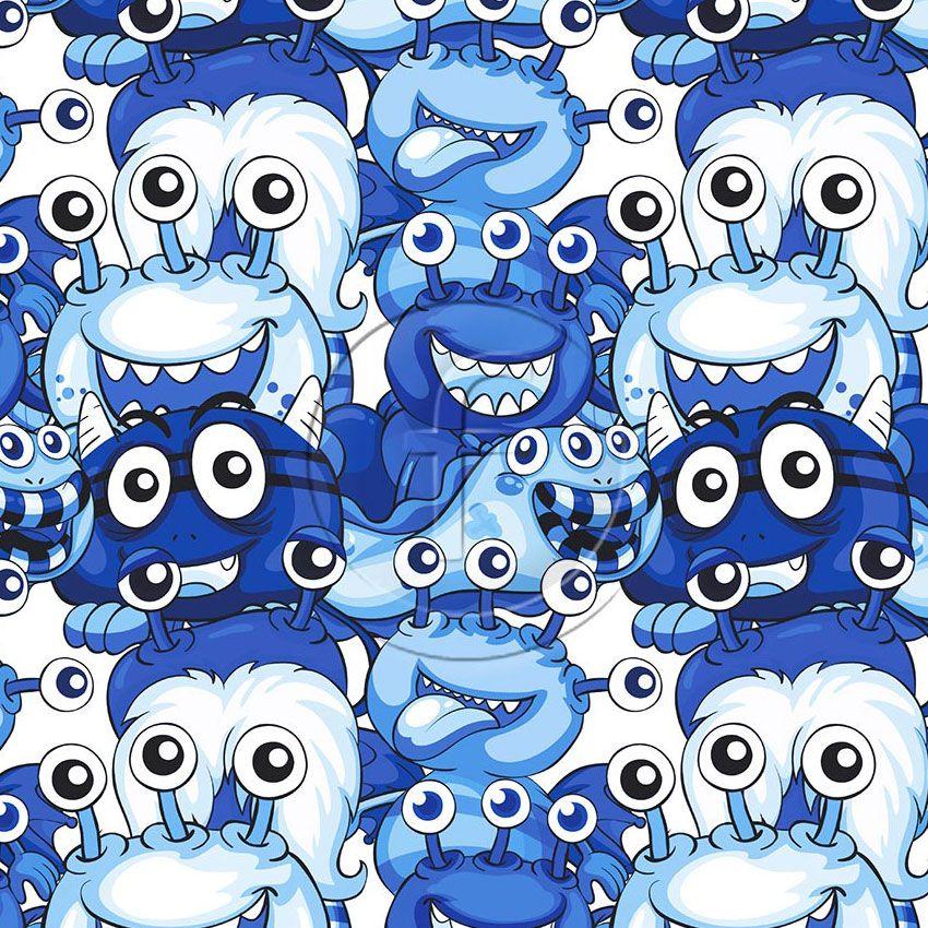 Little Monsters Blue - Printed Fabric