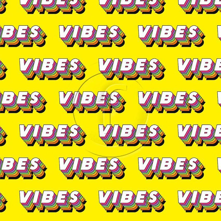Vibes, Festival Printed Stretch Fabric: Yellow