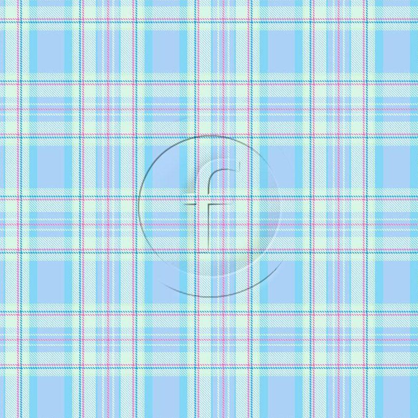Pastel Check Baby Blue - Printed Fabric