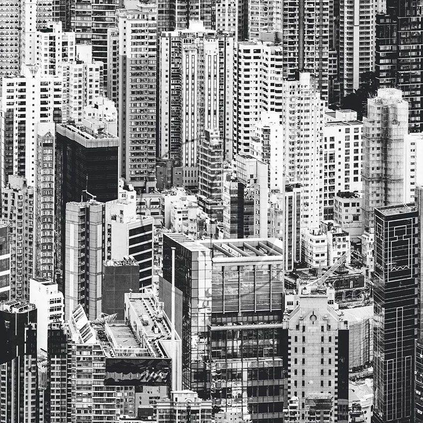 Cityscape Greyscale - Printed Fabric