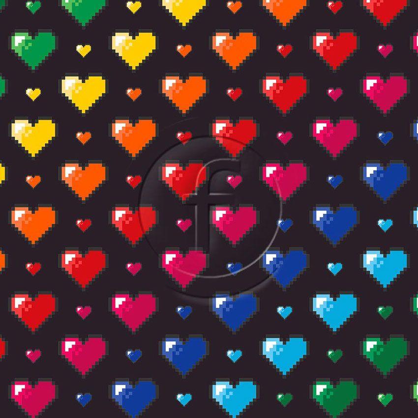 Pixel Heart Multi - Printed Fabric