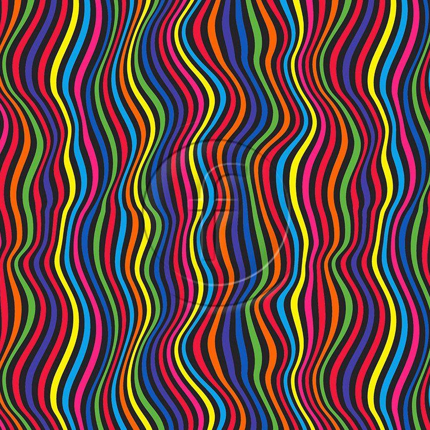 Groovy Baby Multi In Black, Striped, Vintage Retro Scalable Stretch Fabric