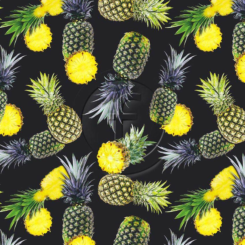 Large Pineapple Black - Printed Fabric