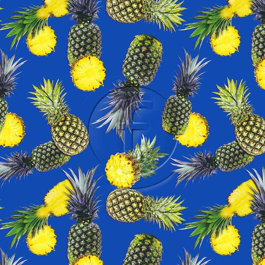 Large Pineapple Blue - Printed Fabric