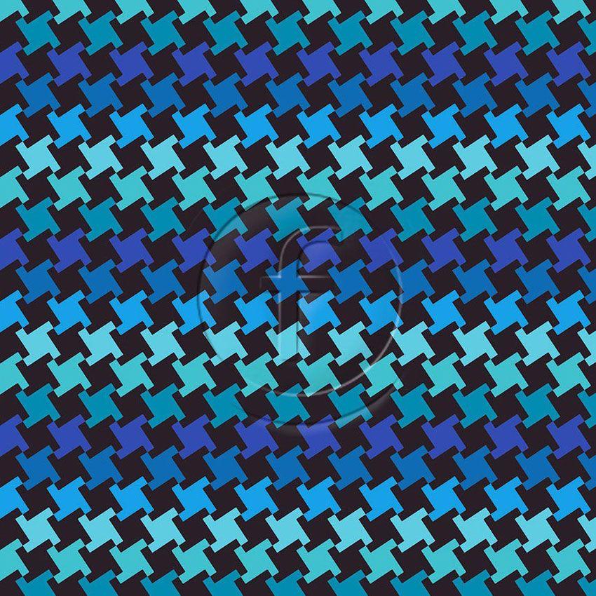 Houndstooth Black Blue - Printed Fabric