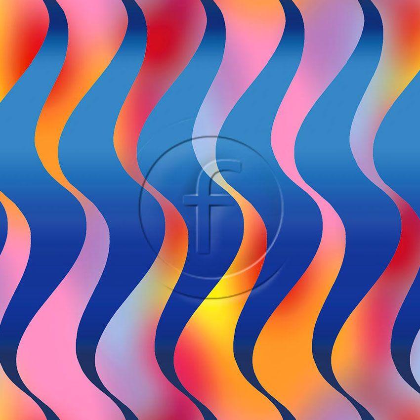 Spectral Flame Orange Blue - Printed Fabric