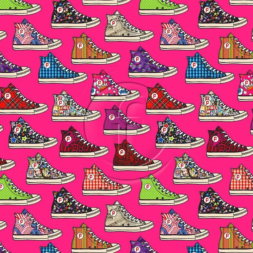 High Tops Cerise, Vintage Retro Scalable Stretch Fabric: Pink