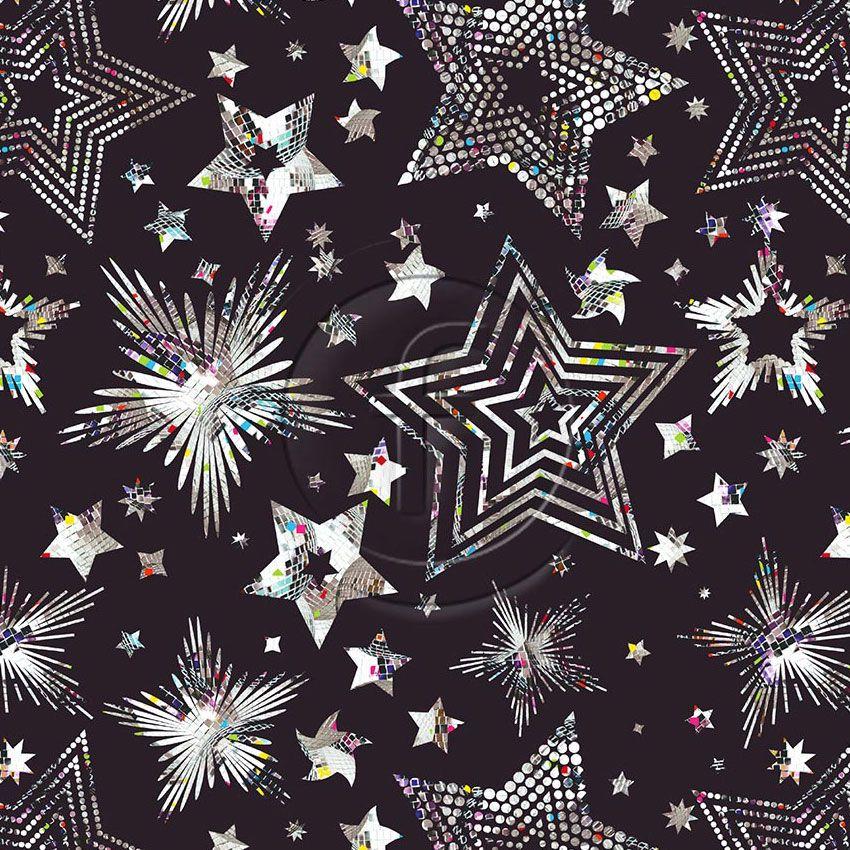 Disco Star Black Silver - Printed Fabric