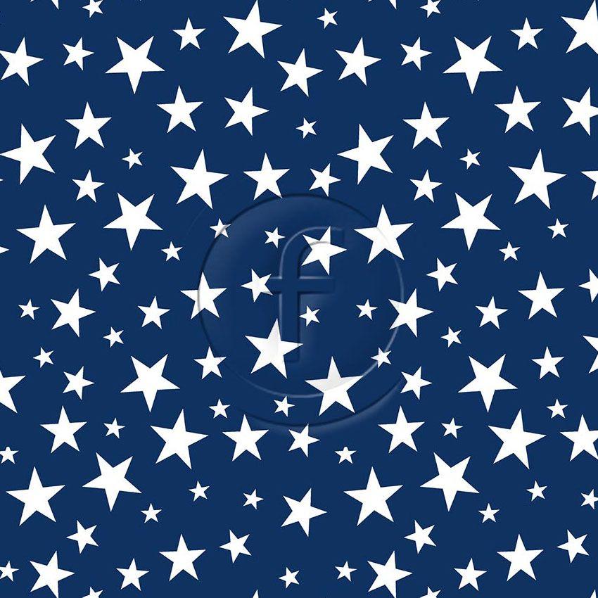 Stars White Navy - Printed Fabric