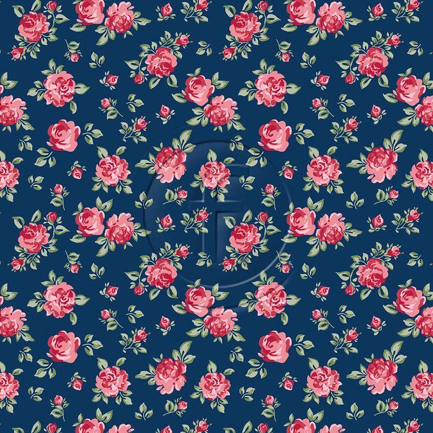 Cheshire Rose Navy - Printed Fabric